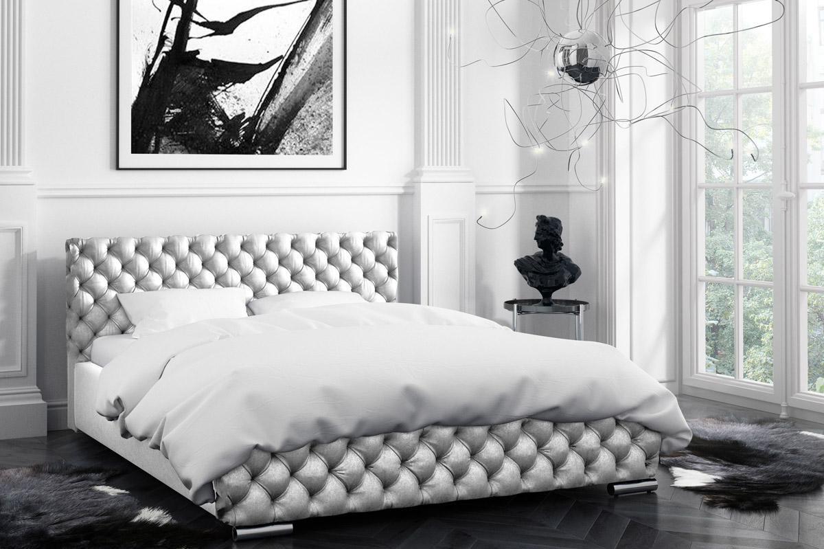 Łóżko tapicerowane białe