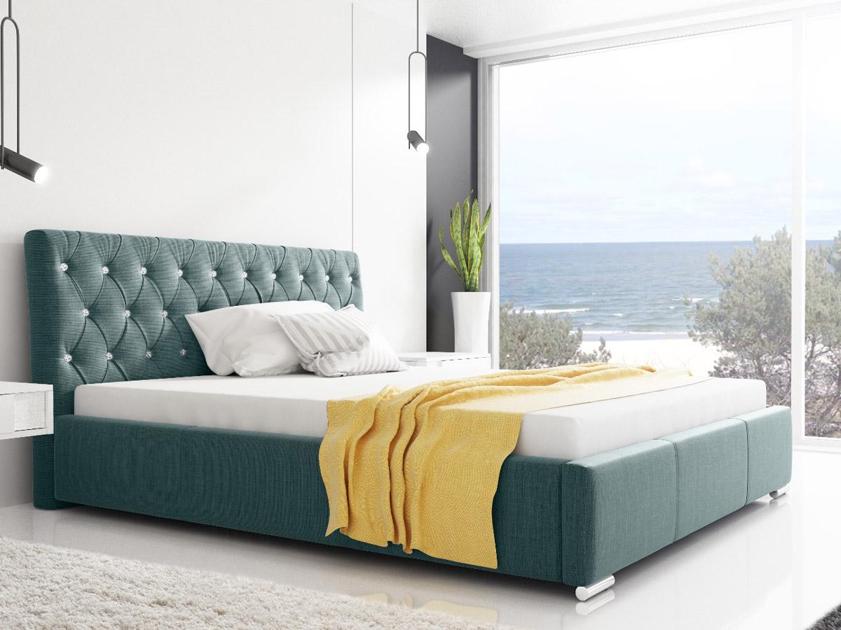 Łóżko tapicerowane zielone